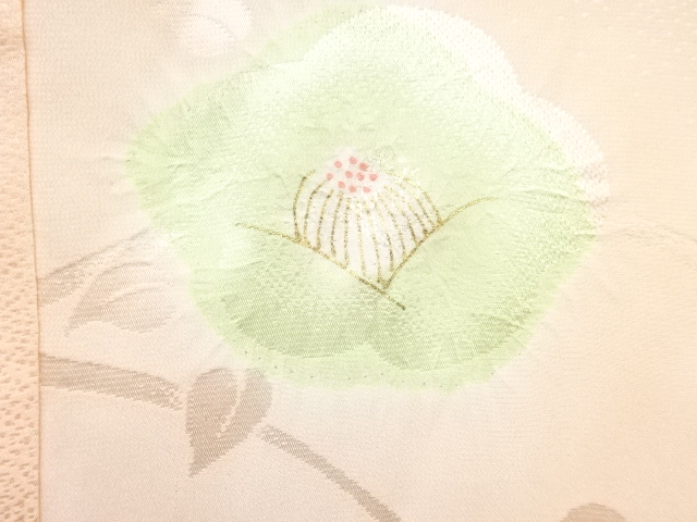  絞り　椿模様　長襦袢（刺繍衿付き）